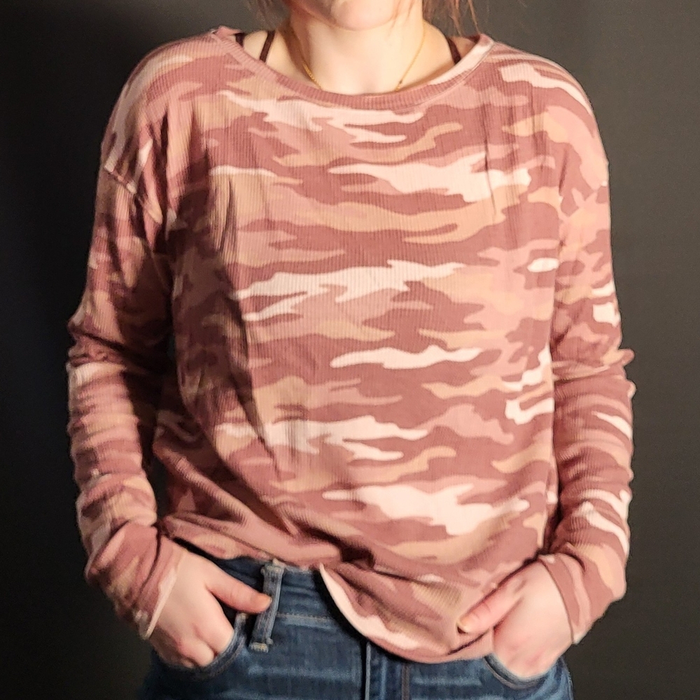 PINK Victoria's Secret Pink Camouflage Long Sleeve Top